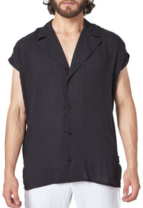 Camisa hombre manga corta con cuello tipo solapa