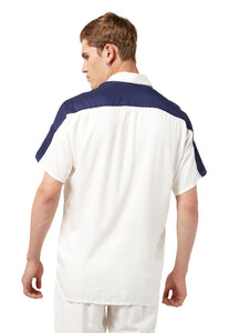 Camisa leve y cómoda de OSOP Mansion en color crema y azul marino