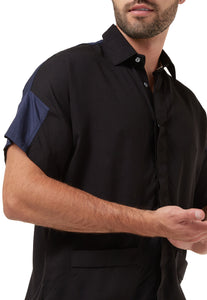 Camisa azul y negro leve y cómoda de OSOP Mansion