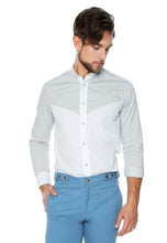 Cargar imagen en el visor de la galería, Modern Shirt White &amp; Grey!  Camisa moda casual para hombre en blanco y gris claro!