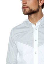 Cargar imagen en el visor de la galería, Modern Shirt White &amp; Grey!  Camisa moda casual para hombre en blanco y gris claro!