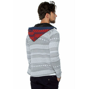 Worldcitizen multilook Cardigan / Infinite triangles (Grey, white, blue and red)