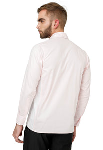 Camisa hombre tono rosa con detalles en blanco y gris claro