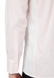 Camisa hombre tono rosa con detalles en blanco y gris claro